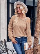 Asymmetrical Dropped Shoulder Long Sleeve Knit Top - Guy Christopher