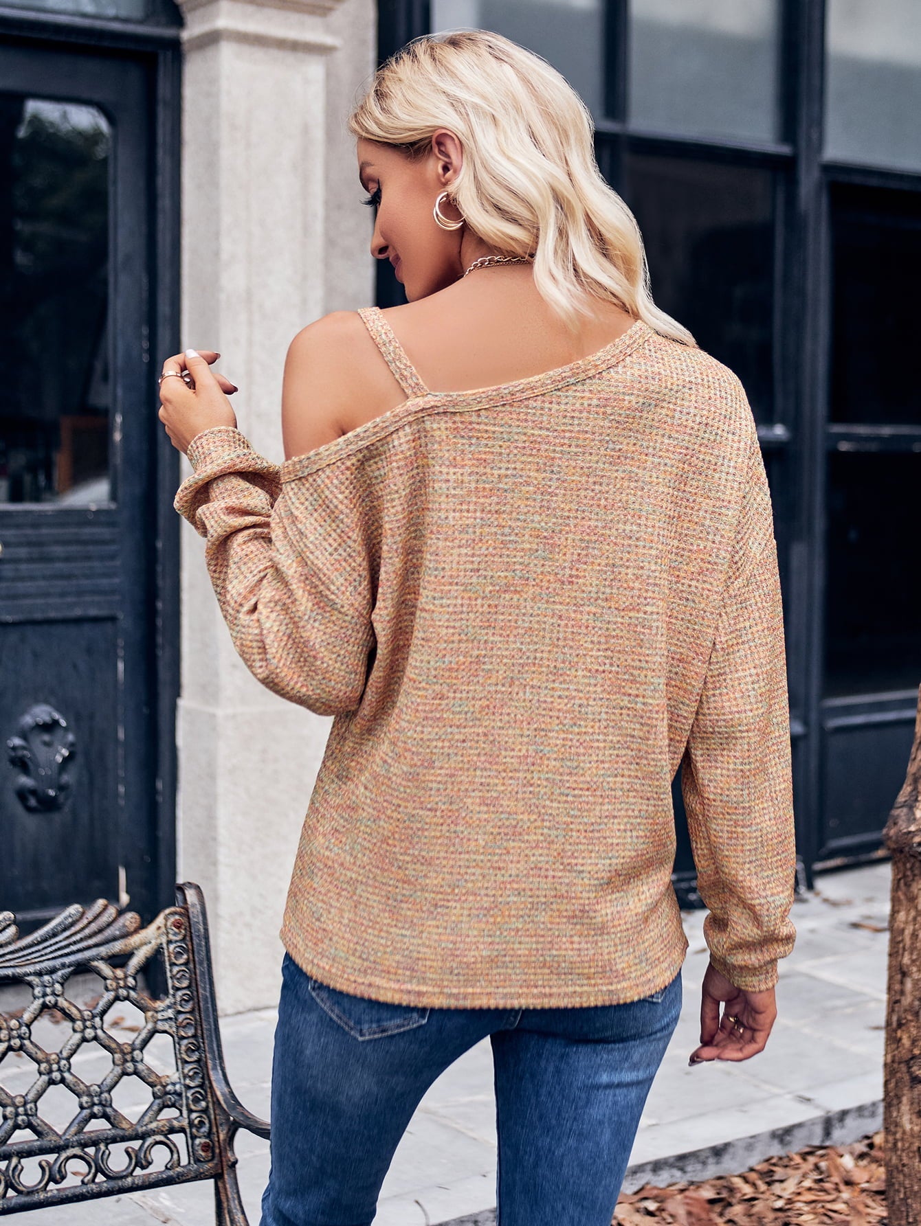 Asymmetrical Dropped Shoulder Long Sleeve Knit Top - Guy Christopher