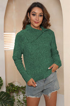 Asymmetrical Neck Long Sleeve Pullover Sweater - Guy Christopher