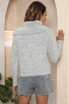 Asymmetrical Neck Long Sleeve Pullover Sweater - Guy Christopher