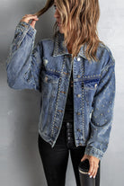 Studded Button Down Denim Jacket - Guy Christopher 