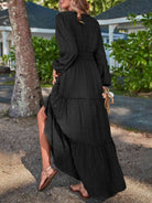 Smocked Waist V-Neck Maxi Dress - Guy Christopher 