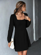 Square Neck Puff Sleeve Mini Dress - Guy Christopher 