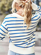 Striped Collared Neck Knit Top - Guy Christopher 