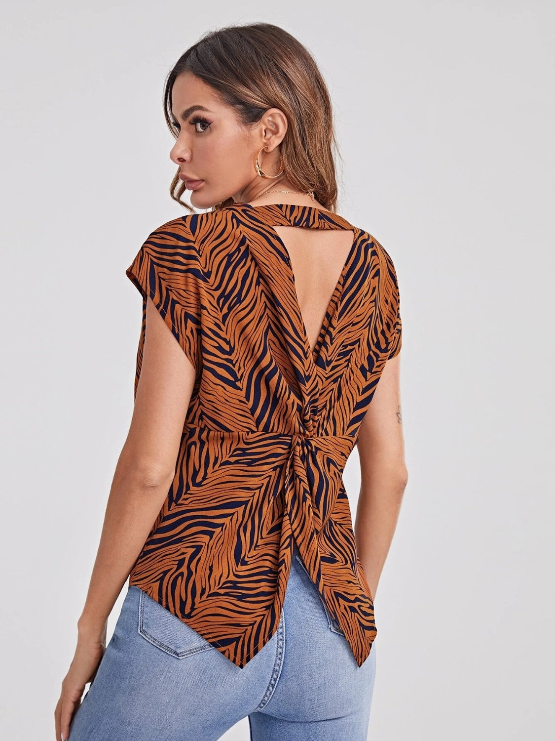 Twisted Open Back Blouse - Guy Christopher 
