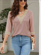 V-Neck Eyelet Blouse - Guy Christopher 