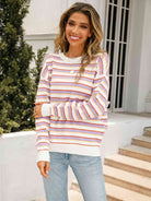 Striped Drop Shoulder Knit Top - Guy Christopher 