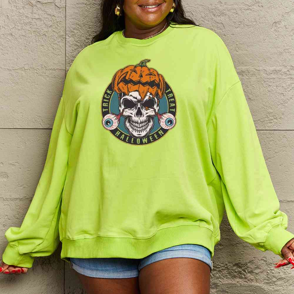 Simply Love Full Size Skull Graphic Sweatshirt - Guy Christopher 