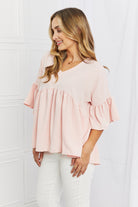 Celeste Look At Me Full Size Flowy Ruffle Sleeve Top in Pink - Guy Christopher 