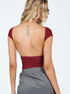 Backless Short Sleeve Cropped Blouse - Guy Christopher