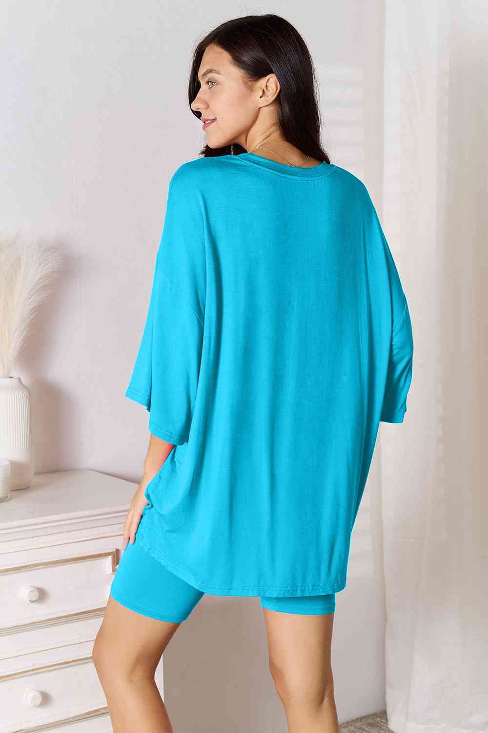 Basic Bae Full Size Soft Rayon Three-Quarter Sleeve Top and Shorts Set - Guy Christopher