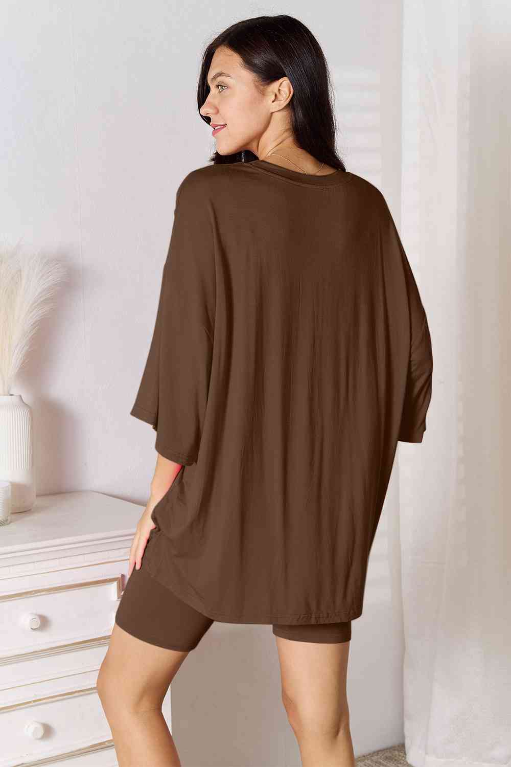 Basic Bae Full Size Soft Rayon Three-Quarter Sleeve Top and Shorts Set - Guy Christopher