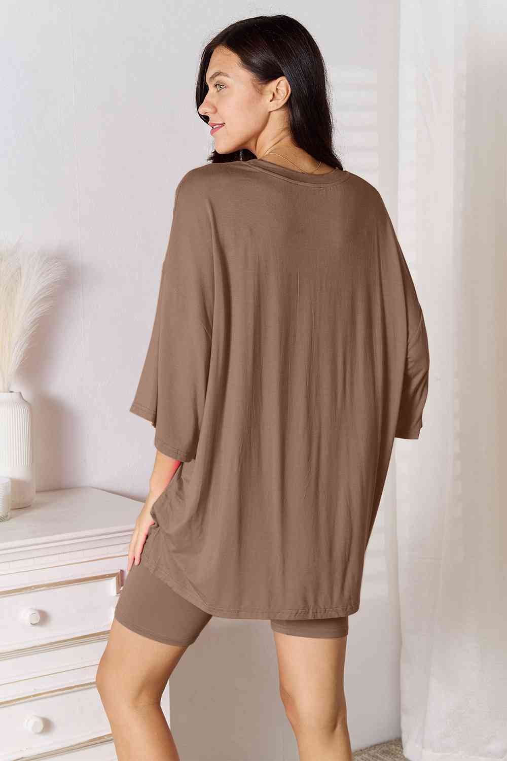 Basic Bae Full Size Soft Rayon Three-Quarter Sleeve Top and Shorts Set - Guy Christopher