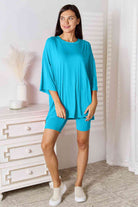 Basic Bae Full Size Soft Rayon Three-Quarter Sleeve Top and Shorts Set - Guy Christopher