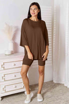 Basic Bae Full Size Soft Rayon Three-Quarter Sleeve Top and Shorts Set - Guy Christopher