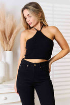 Basic Bae Halter Neck Ribbed Cropped Knit Top - Guy Christopher