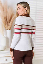 Basic Bae Striped Collared Neck Rib-Knit Top - Guy Christopher