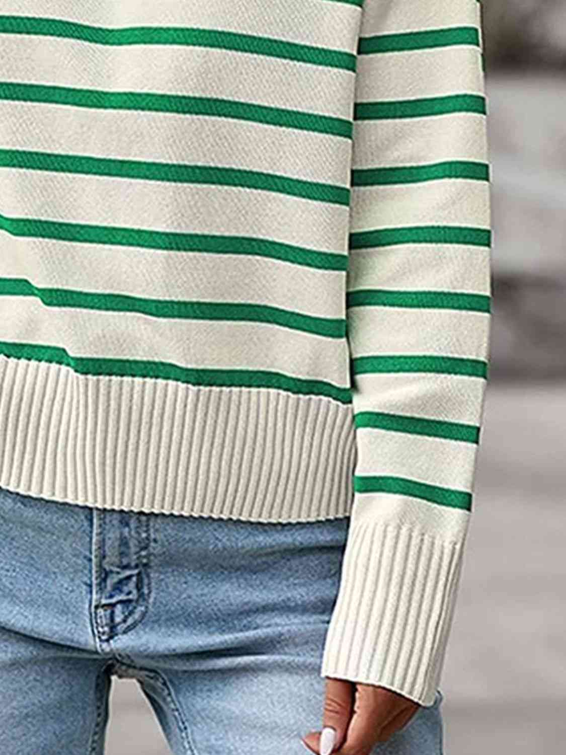 Striped Collared Neck Knit Top - Guy Christopher 