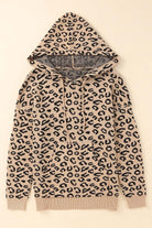 Woven Right Leopard Print Drawstring Hooded Sweater - Guy Christopher 