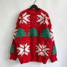 Snowflake Round Neck Long Sleeve Sweater - Guy Christopher 