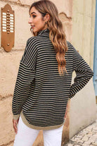 Striped Drop Shoulder Turtleneck Sweater - Guy Christopher 