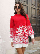 Snowflake Pattern Sweater Dress - Guy Christopher 