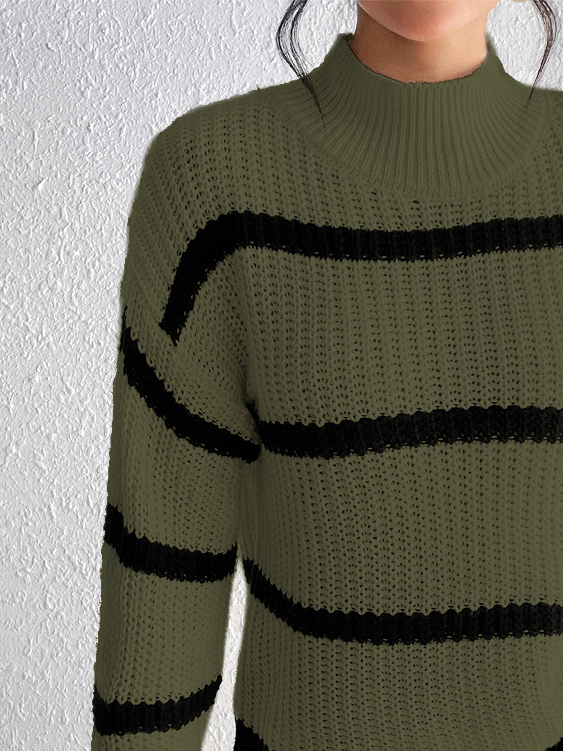 Striped Mock Neck Sweater - Guy Christopher 