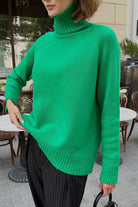 Turtle Neck Raglan Sleeve Sweater - Guy Christopher 