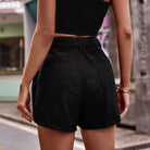 Belted Denim Shorts with Pockets - Guy Christopher