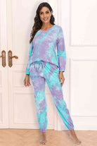 Tie-Dye Top and Drawstring Pants Lounge Set - Guy Christopher 