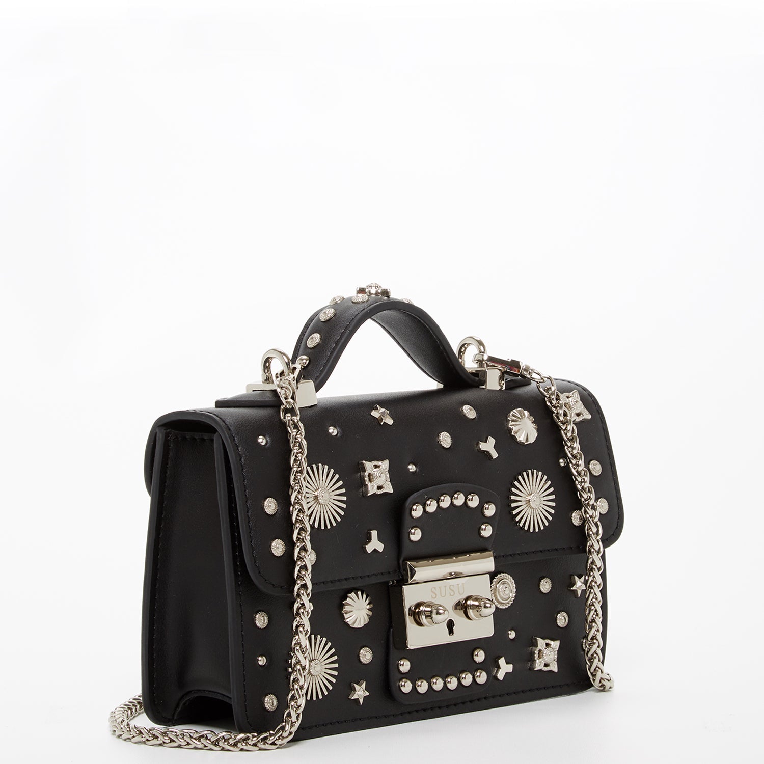 The Hollywood Studded Leather Crossbody Black - Guy Christopher 