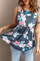Blossom into Beauty - Embrace the Whimsy of Nature and Feel Radiantly Beautiful with Our Floral Peplum Tank Top - Guy Christopher