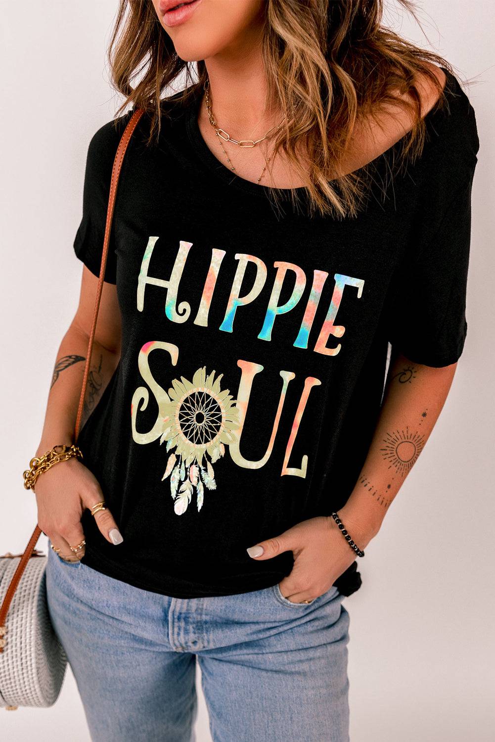 Blossom into your true self with the HIPPIE SOUL Graphic Tee - Unleash your bohemian spirit and embrace comfort in style. - Guy Christopher