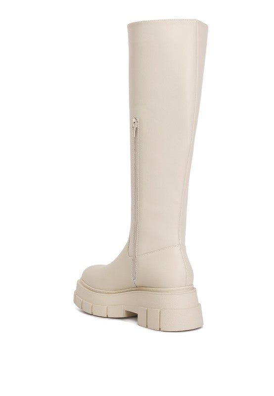 Blume Faux Leather Platform Knee Length Boots - Guy Christopher