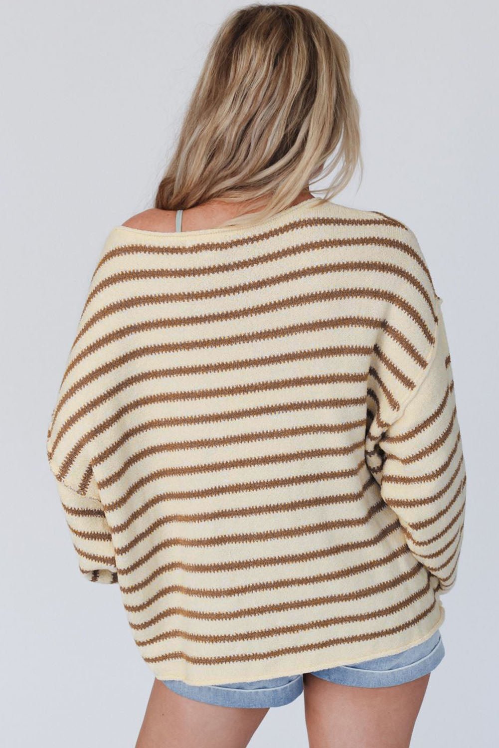 Boat Neck Long Sleeve Striped Sweater - Guy Christopher