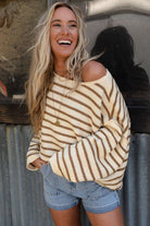Boat Neck Long Sleeve Striped Sweater - Guy Christopher