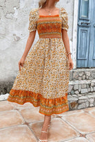 Bohemian Square Neck Puff Sleeve Dress - Guy Christopher