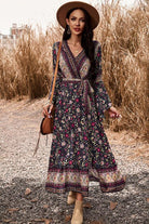 Bohemian Surplice Neck Slit Dress - Guy Christopher