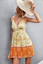 Bohemian Tie Shoulder Surplice Backless Dress - Embrace your free-spirited nature and journey into a world of enchantment with this whimsical dress that radiates grace and beauty. - Guy Christopher