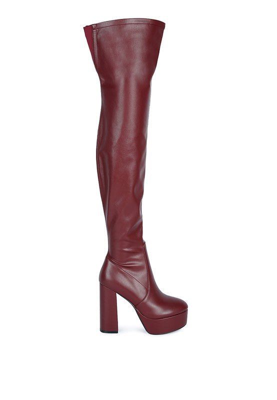 BUBBLE HIGH BLOCK HEELED OVER THE KNEE BOOTS - Guy Christopher
