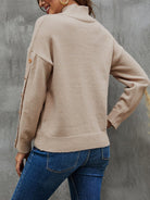 Button Detail Mock Neck Sweater - Guy Christopher