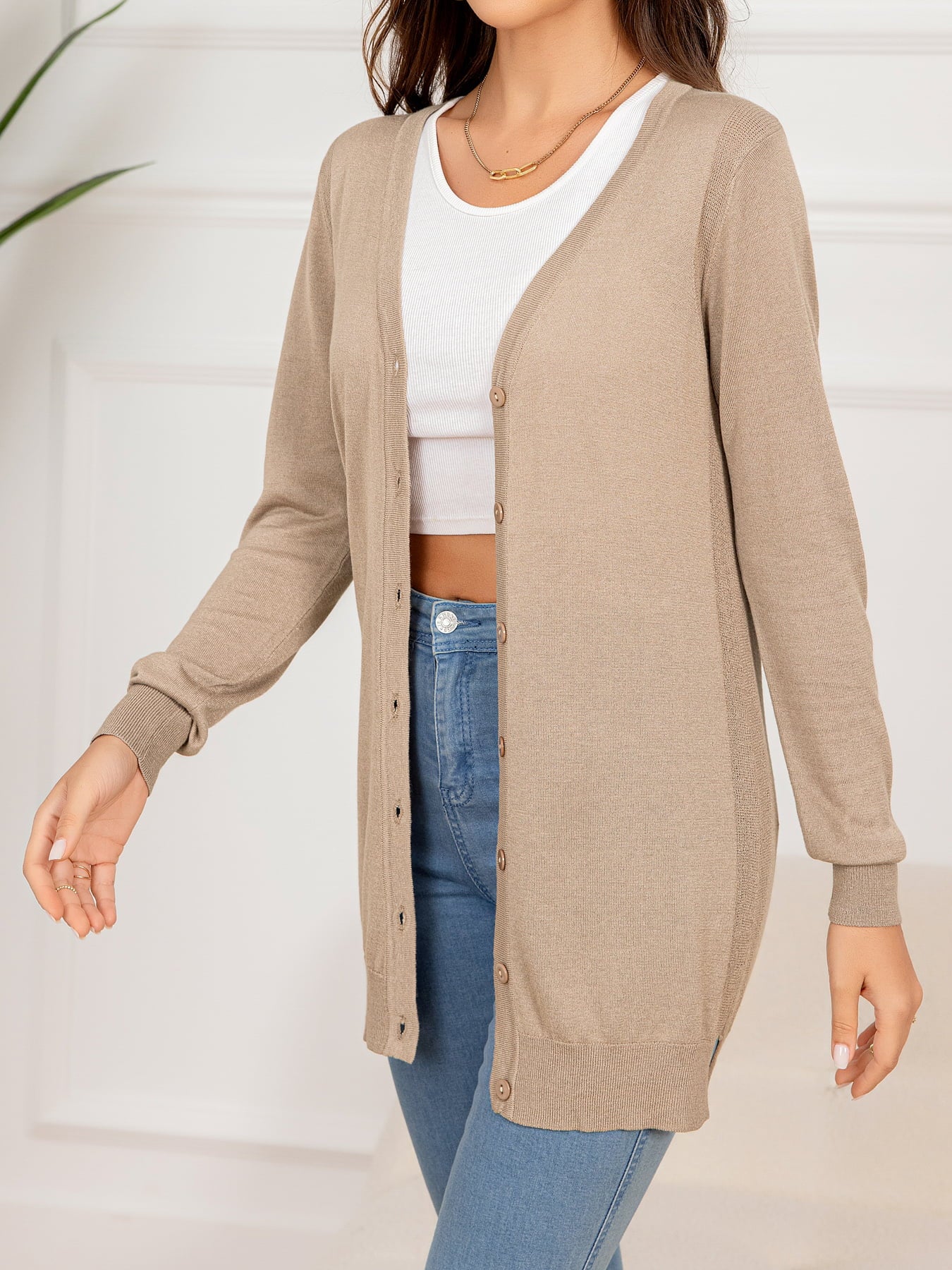 Button Down Slit Longline Cardigan - Guy Christopher