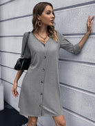 Button Down V-Neck Mini Dress - Guy Christopher