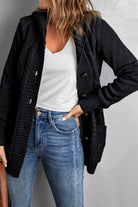 Button Front Hooded Cardigan with Pockets - Guy Christopher