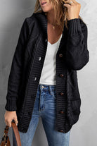 Button Front Hooded Cardigan with Pockets - Guy Christopher