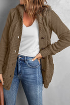 Button Front Hooded Cardigan with Pockets - Guy Christopher