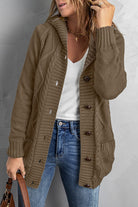 Button Front Hooded Cardigan with Pockets - Guy Christopher