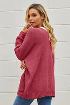 Button Front Plunge Cardigan with Front Pockets - Guy Christopher