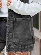 Button Up Sleeveless Denim Jacket with Pockets - Guy Christopher