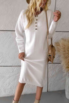 Buttoned Drop Shoulder Dress - Guy Christopher